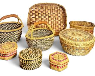 Large Collection of Woven Baskets.