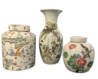 3 Asian Large Vases and Urns