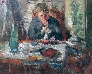 20th C. Impressionist Oil Painting of a Woman