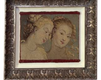 18th C. French Rococo Tapestry of Two Women