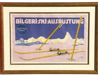 CARL KUNST Framed Bilgeri Ski Advertising Poster