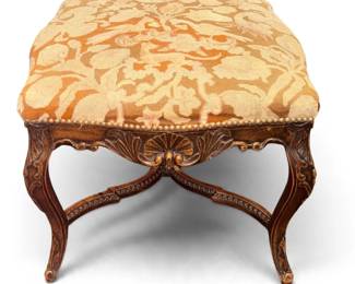Louis XV Carved Stool with Needlepoint Upholstery