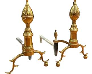 Antique Brass Lemon Top Andirons