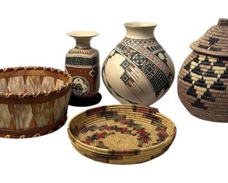 Collection Baskets and Southwestern Pottery.