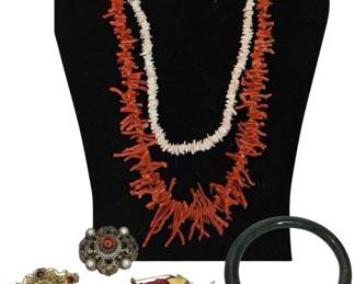 Early 20th C. Pearl, Coral, & Jade Jewelry
