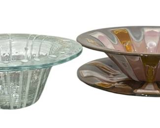 HIGGINS Art Glass Centerpiece Serving Dishes