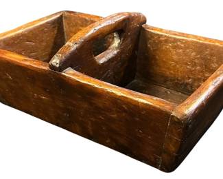 19th C Primitive Divided Utility Box Caddy