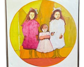 CAROL WALD (1935-2001) "Sisters" Oil Painting, Mid Century Artist