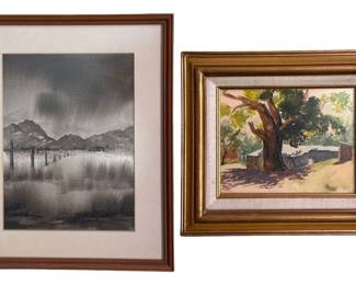 Two Mid Century Landscape Watercolor Paintings