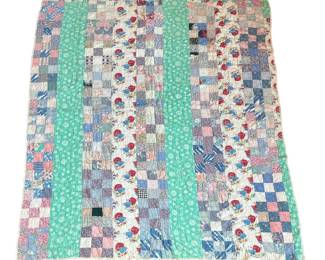 1930's Hand Sewn Feedsack Patchwork Quilt