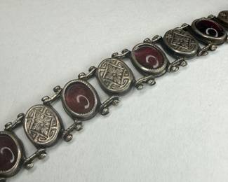 A Mid 19th C Sterling Silver and Amethyst Bracelet
