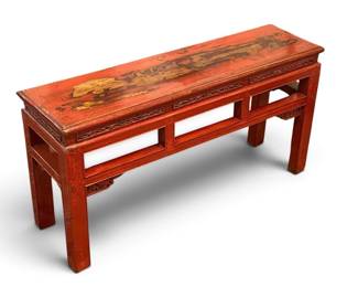 Chinese Red Lacquer Low Console/Bench