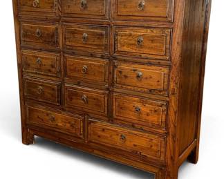14 Drawer Chinese Elmwood Apothecary Cabinet