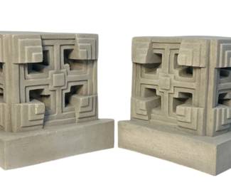 Pair FRANK LLOYD WRIGHT Storer House Bookends.