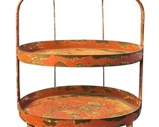 Rustic Red Claw Footed Two Tiered Shelf