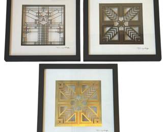 Three FRANK LLOYD WRIGHT Architectural Laser Cut Panel Displays