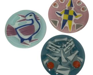 Three HIGGINS Art Glass Plates