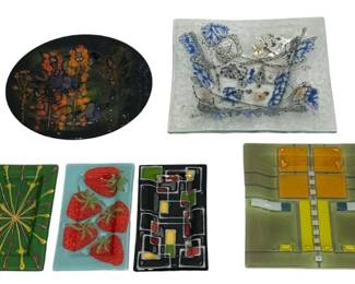 Collection Six HIGGINS Art Glass Dishes