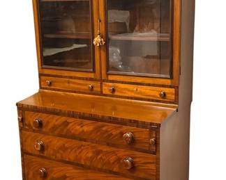 Mid 1800's Mahogany Drop Front Secretary Desk