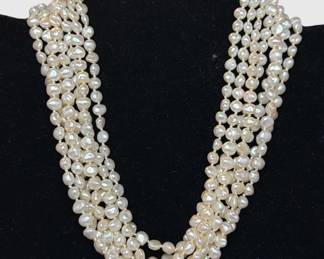 A 14k Gold and Pearl Layered Necklace