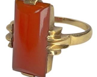 Art Deco 10k Gold and Carnelian Ring