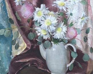 NAN GREACEN (French) "Chrysanthemums" Oil Painting