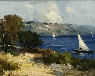 Impressionist Style Seascape Painting Signed