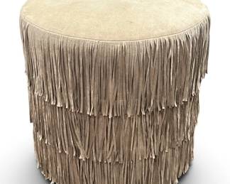 Modernist Suede Fringe Pouf Ottoman