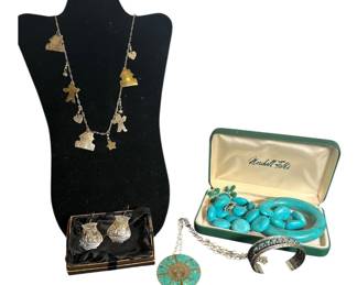 Collection of Southwestern Turquoise Jewelry, Mostly Sterling Silver