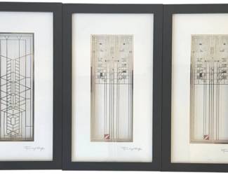 Three FRANK LLOYD WRIGHT Architectural Laser Cut Panel Displays