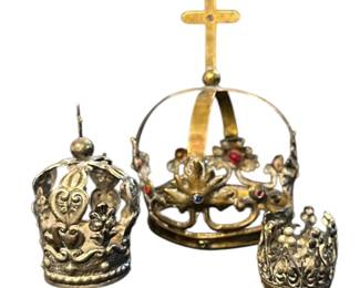 3 French Religious Statue Crowns