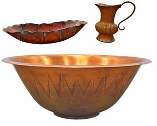 Three Arts & Crafts Copper Articles, ROYCROFT, CRAFTSMAN