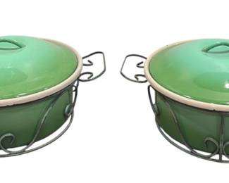 Pair of French Enamel Cookware Dishes
