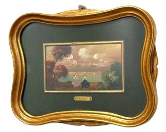 A Diminutive Gold Framed Oil Painting by G. COLI