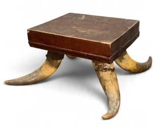 Texas Steer Horn Small Folk Art Table