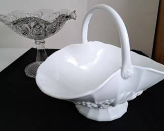 Milk glass Basket