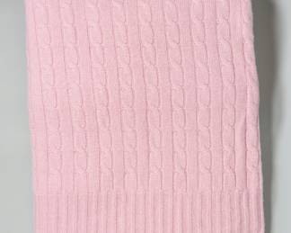 Ralph Lauren Cashmere Cable Knit Pale Pink Throw Blanket