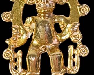 14K Gold Pre-Columbian Style Figural Pendant