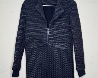 PH5 Womens XS Chevron Pattern Woven Polyurethane 3/4 Length Coat