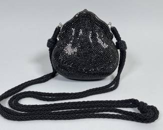Vintage Hard Shell Black Beaded Evening Bag