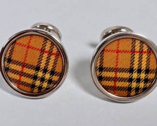 Burberry Cufflinks - Featuring Signature Plaid With Sliver-Tone Rim