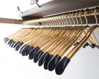 Gold-Tone Tubular Metal Clothes Hangers With Black Rubber End Tips (33)