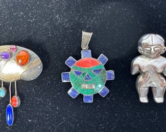 Two Sterling Silver Brooches And A Pendant (3)