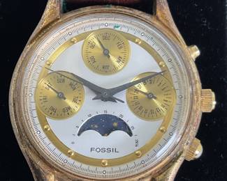 Vintage Fossil Moon Phase Quartz Watch, Circa 1990s