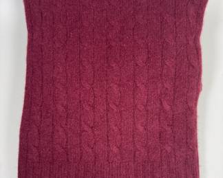Ralph Lauren Home Cashmere Cable Knit Burgundy Throw Blanket