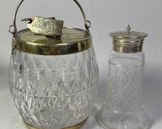 Silver Plated Serving Pieces: A Biscuit Barrel And Sugar Caster (2)
