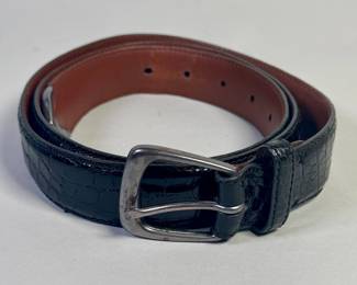 Ralph Lauren Crocodile Belt With Silver Buckle, Men's, Italy