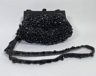 Grace Ann Agostino Black Beaded Evening Bag