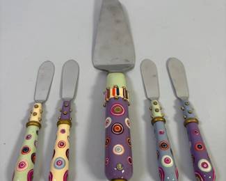 Mackenzie-Childs Inspired Server And Cheese Knife Set (5 Pieces)
