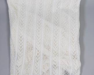 Ralph Lauren White Cotton Throw Blanket With Ruffle Trim